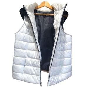 1X Colleen Lopez Faux Fur Hooded  Zip-Up Puffer Vest with Pockets EUC